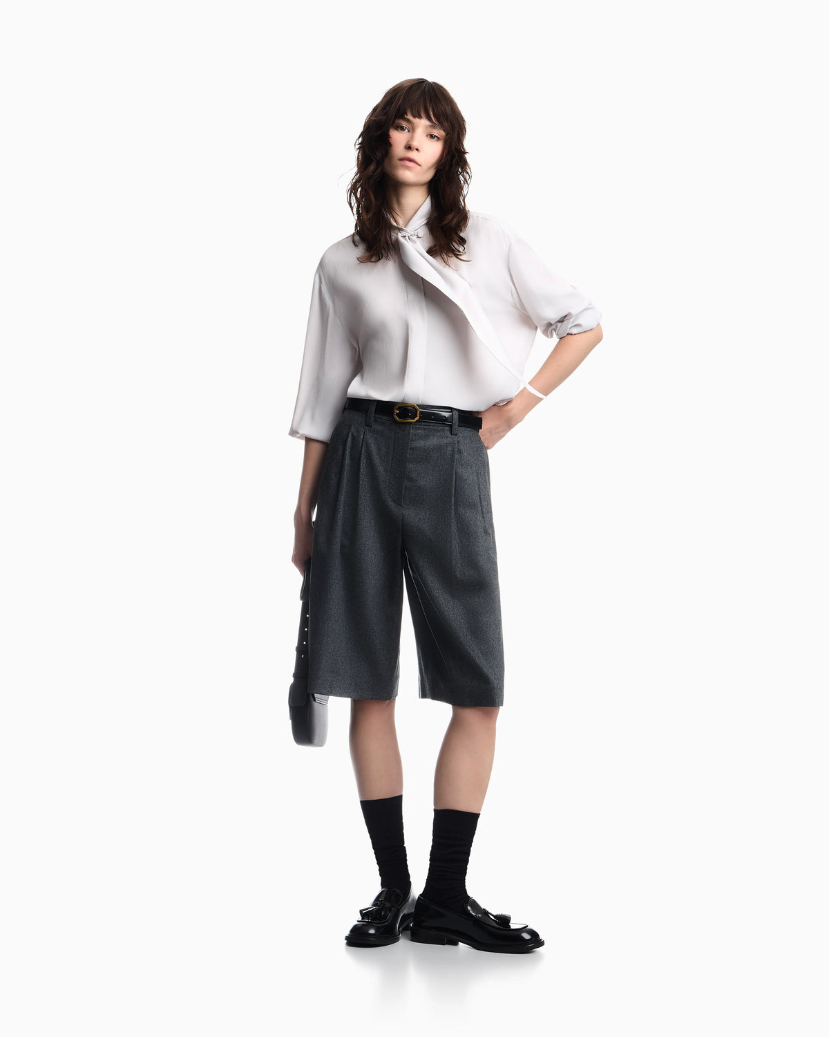 Wool flannel pleated bermuda shorts Signature Capsule