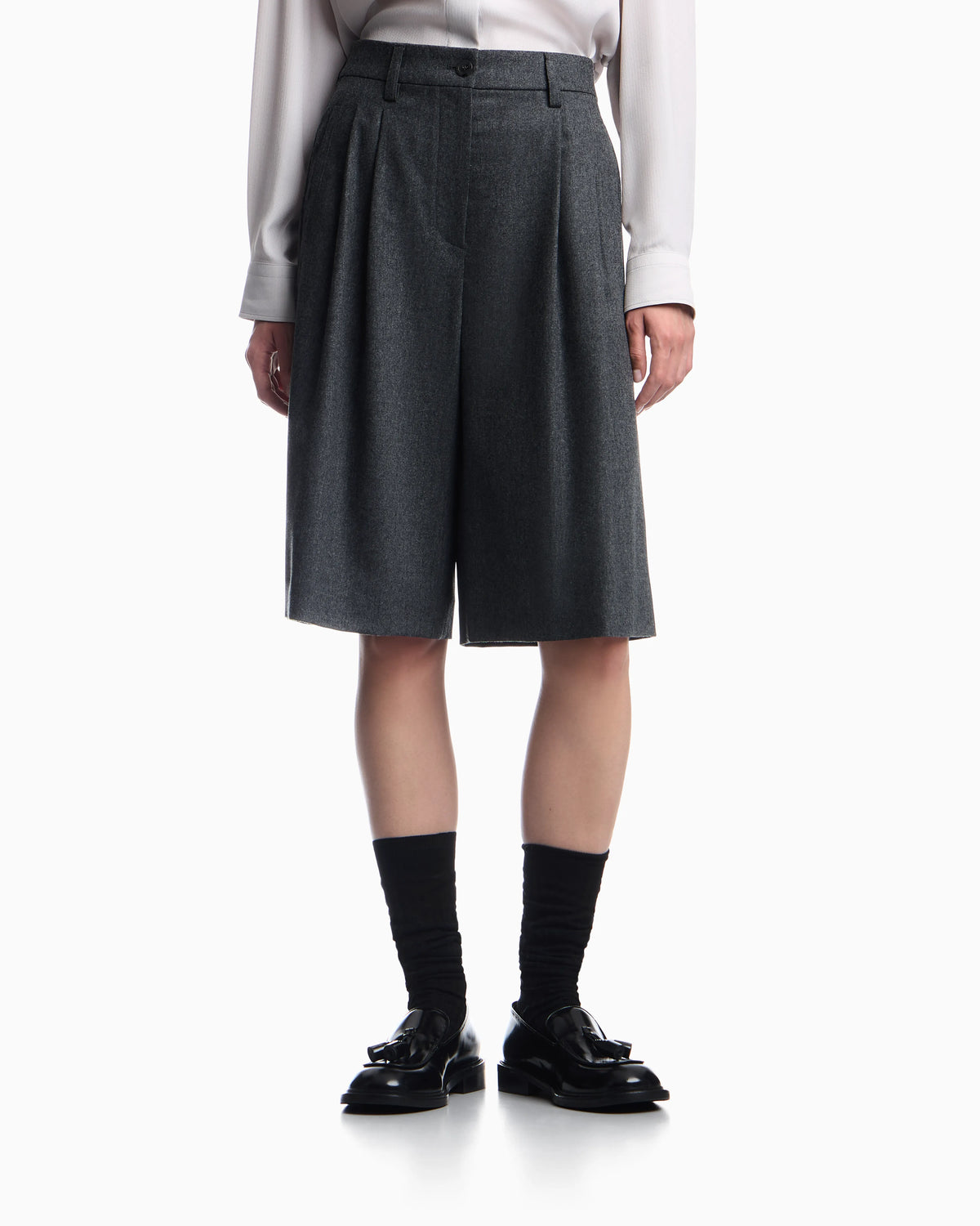 Wool flannel pleated bermuda shorts Signature Capsule