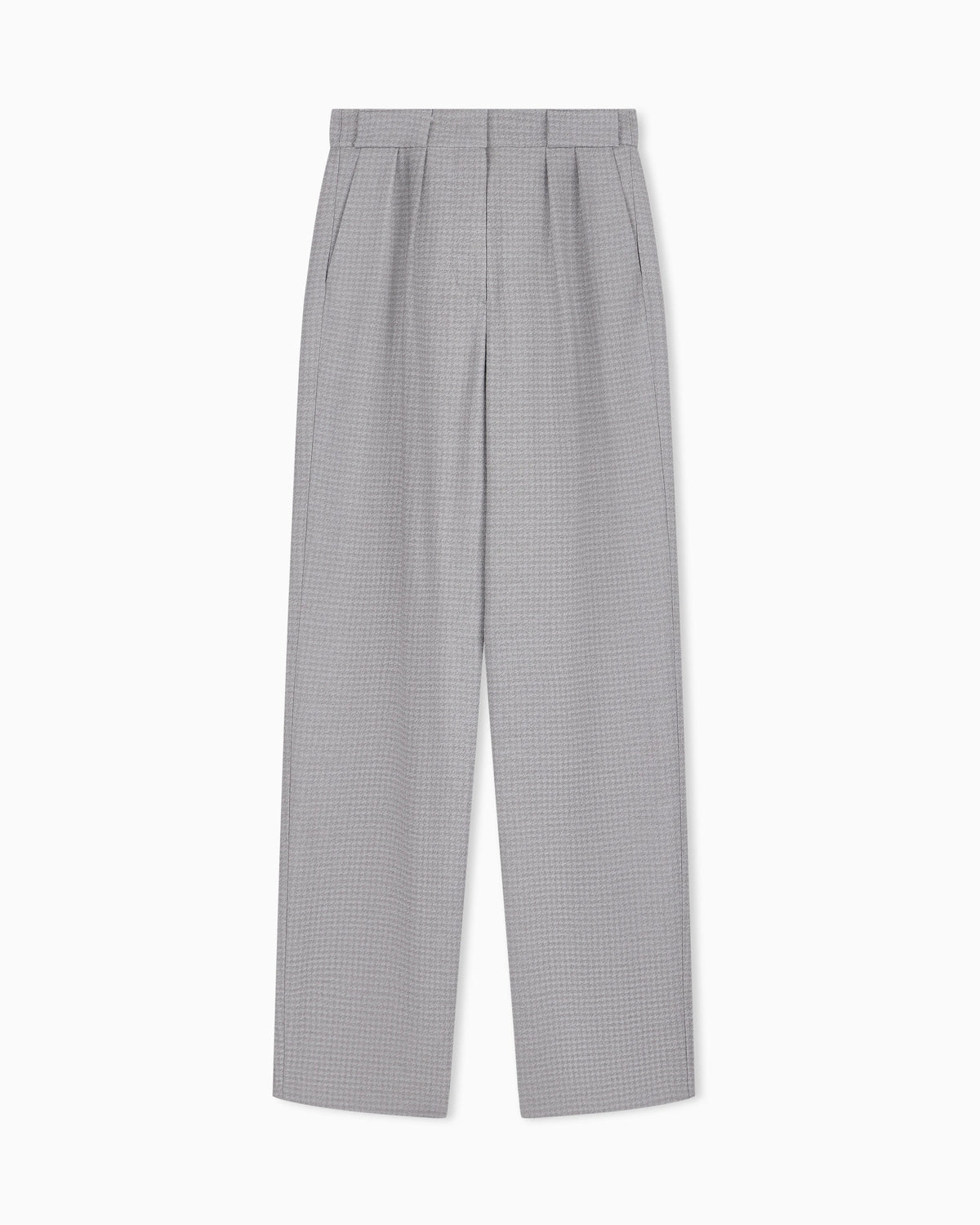 High-waisted trousers in houndstooth viscose and wool