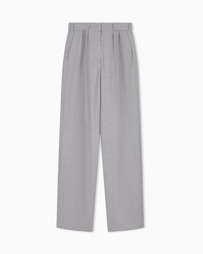 High-waisted trousers in houndstooth viscose and wool