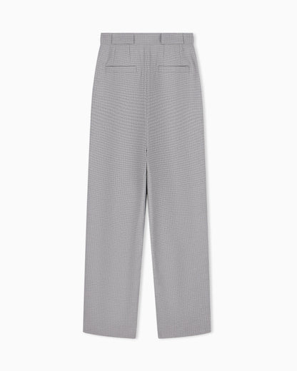 High-waisted trousers in houndstooth viscose and wool