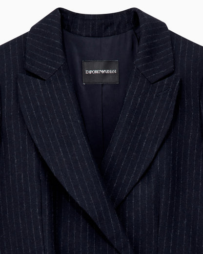 Double-breasted pinstripe wool-blend blazer Signature Capsule
