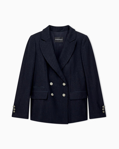 Double-breasted pinstripe wool-blend blazer Signature Capsule