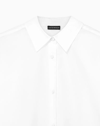 Cotton poplin shirt with a pointed collar and long sleeves