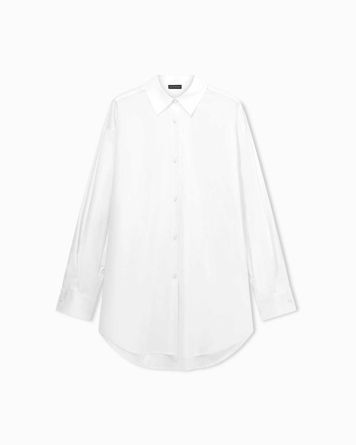 Cotton poplin shirt with a pointed collar and long sleeves