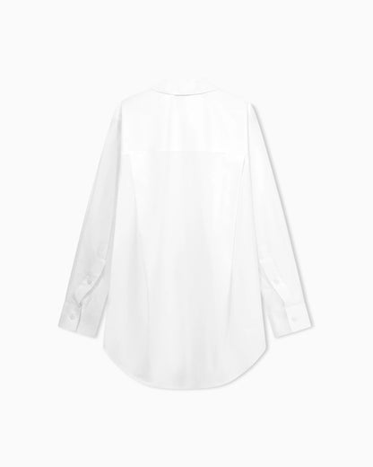 Cotton poplin shirt with a pointed collar and long sleeves