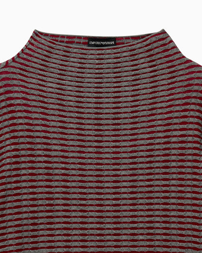 Jumper in viscose jacquard jersey with horizontal stripes