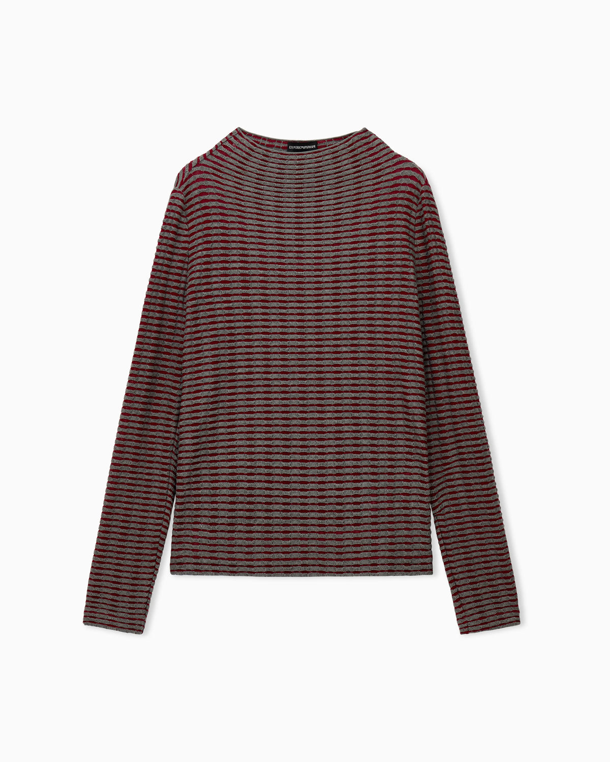 Jumper in viscose jacquard jersey with horizontal stripes