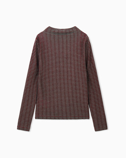 Jumper in viscose jacquard jersey with horizontal stripes
