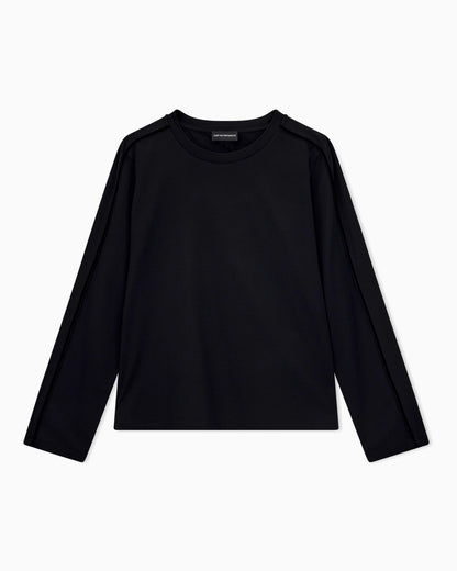 Mercerized jersey shirt with chenille tape Travel Essential