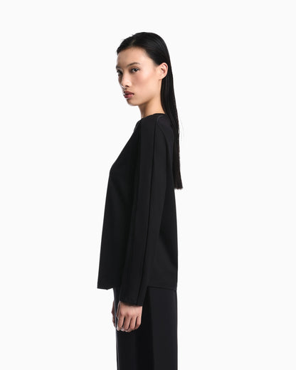Mercerized jersey shirt with chenille tape Travel Essential