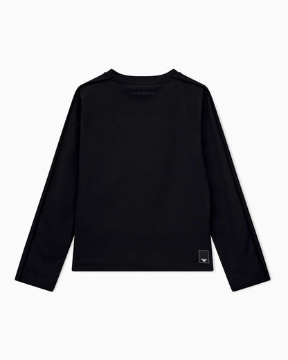 Mercerized jersey shirt with chenille tape Travel Essential