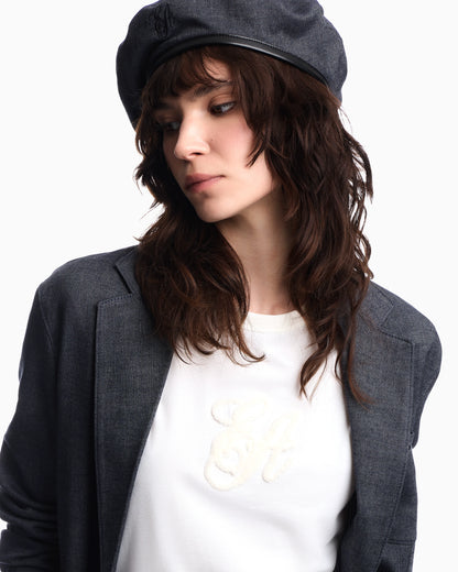 Wool-blend beret with denim effect Signature Capsule