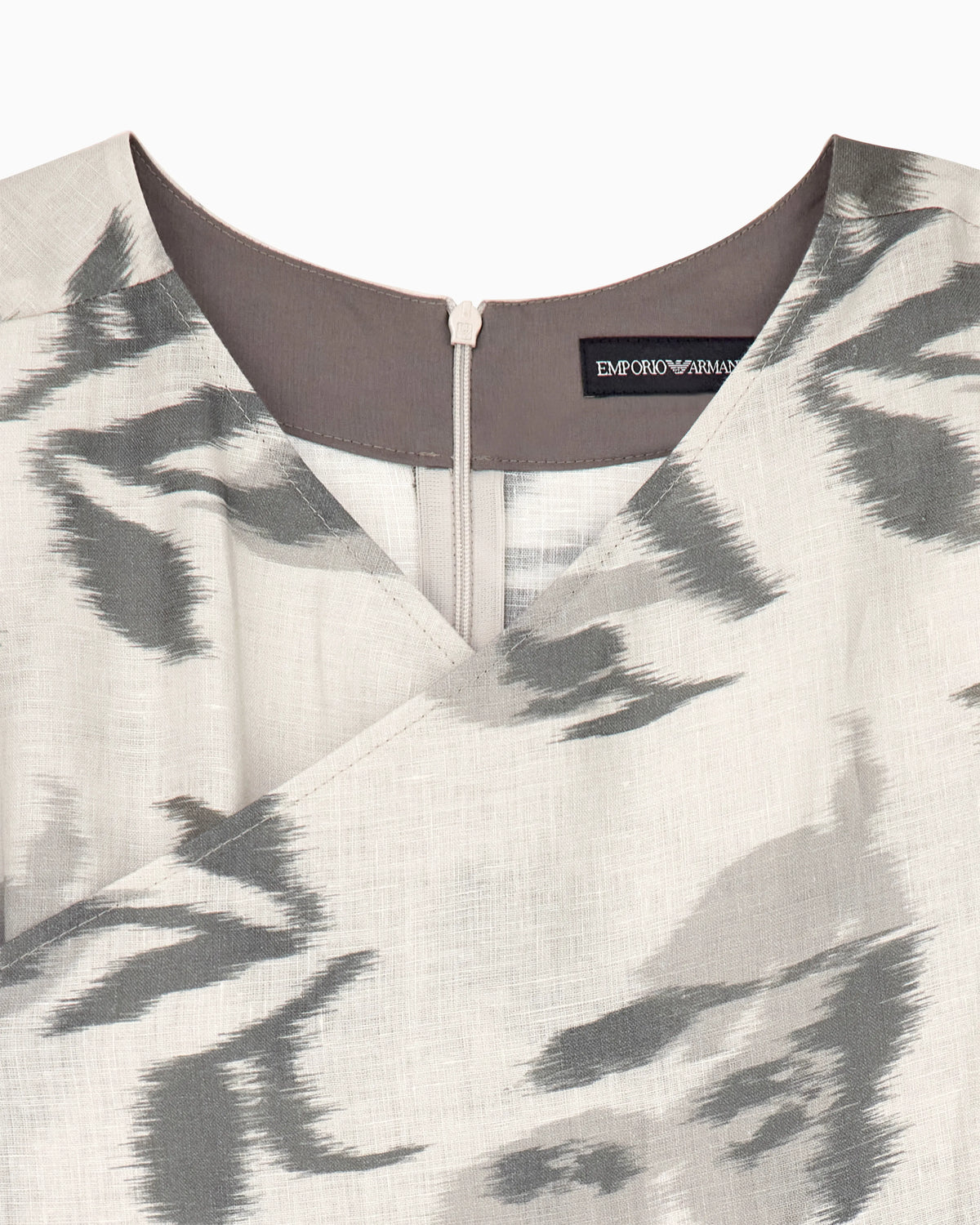 Linen top with a chiné flower print and concealed back zip