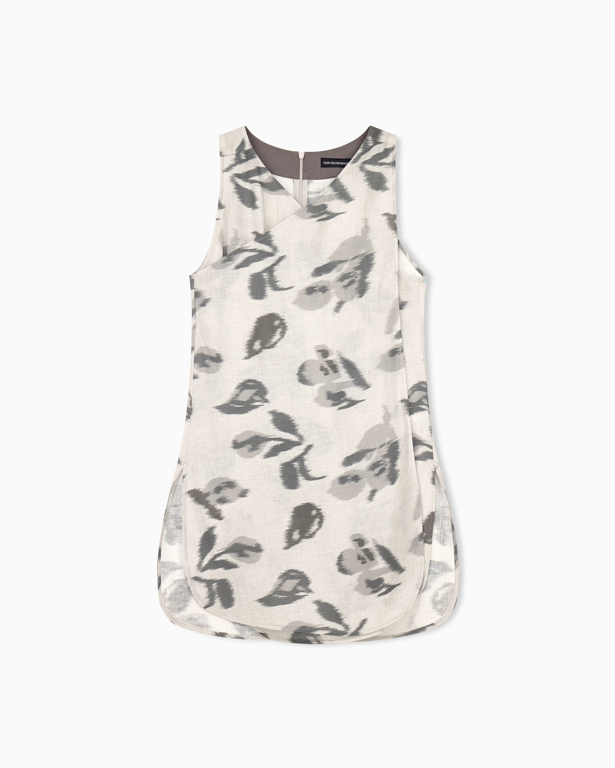 Linen top with a chiné flower print and concealed back zip