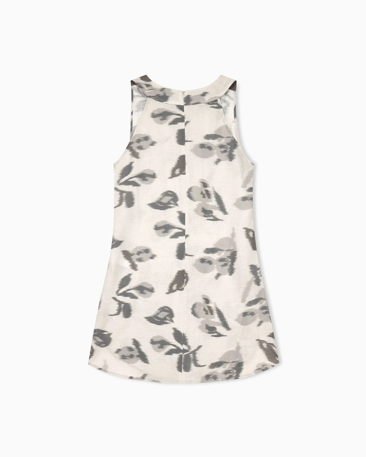 Linen top with a chiné flower print and concealed back zip