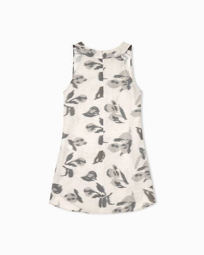 Linen top with a chiné flower print and concealed back zip