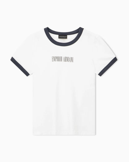 Cotton jersey T-shirt with front logo and contrasting trim