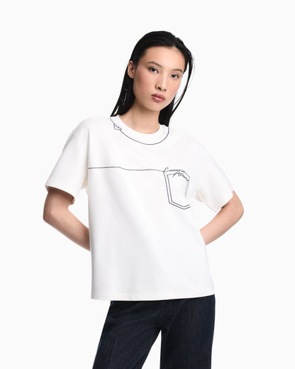T-shirt in stretch viscose with a pocket outline