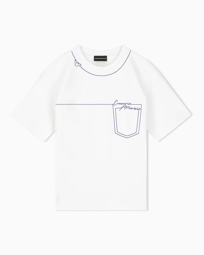 T-shirt in stretch viscose with a pocket outline