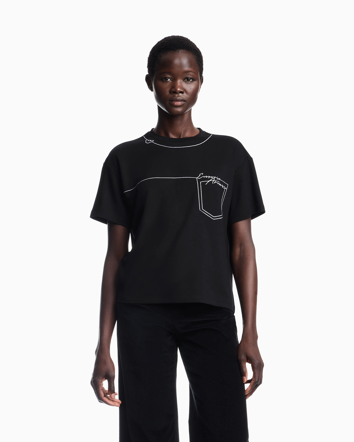 T-shirt in stretch viscose with a pocket outline
