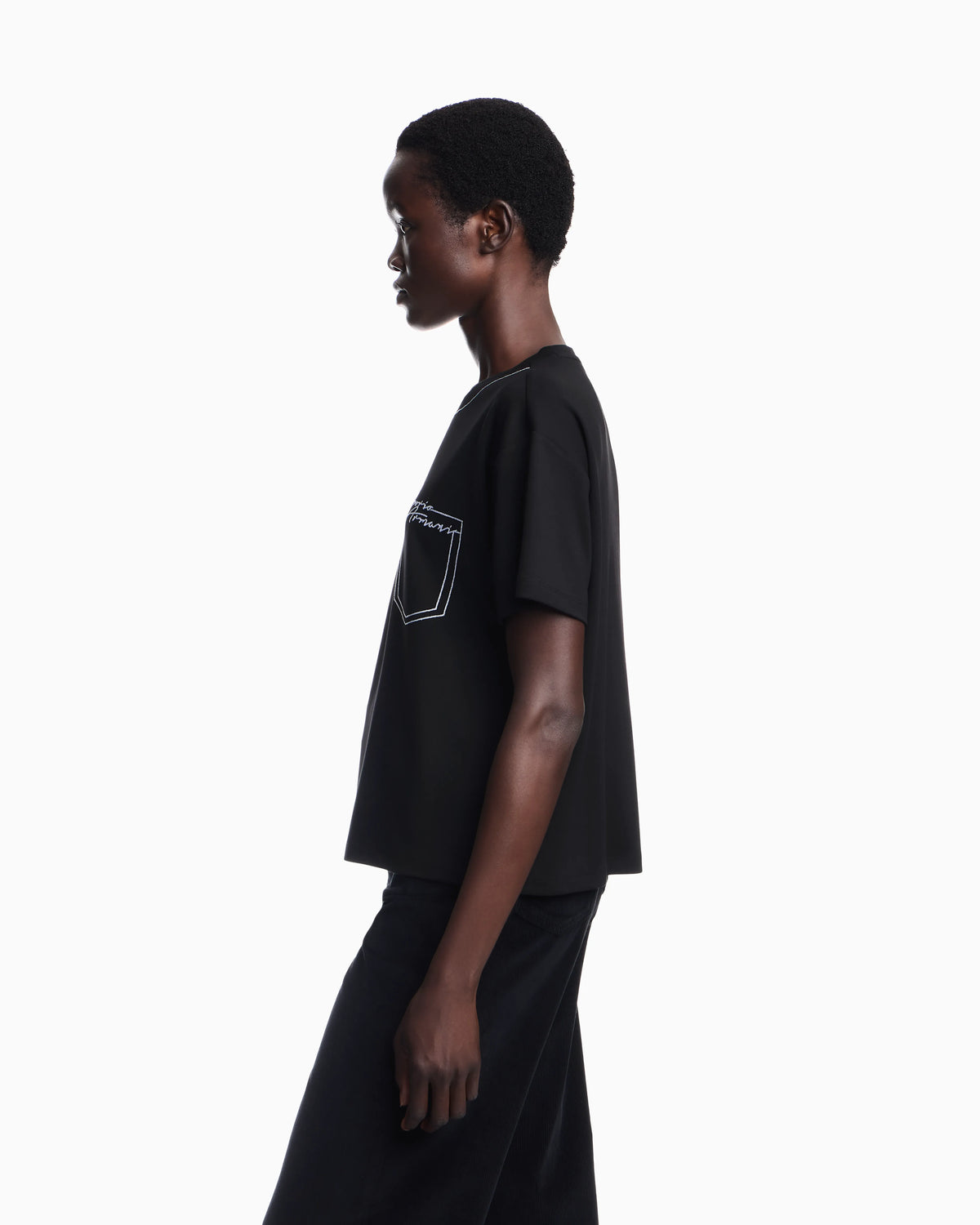 T-shirt in stretch viscose with a pocket outline