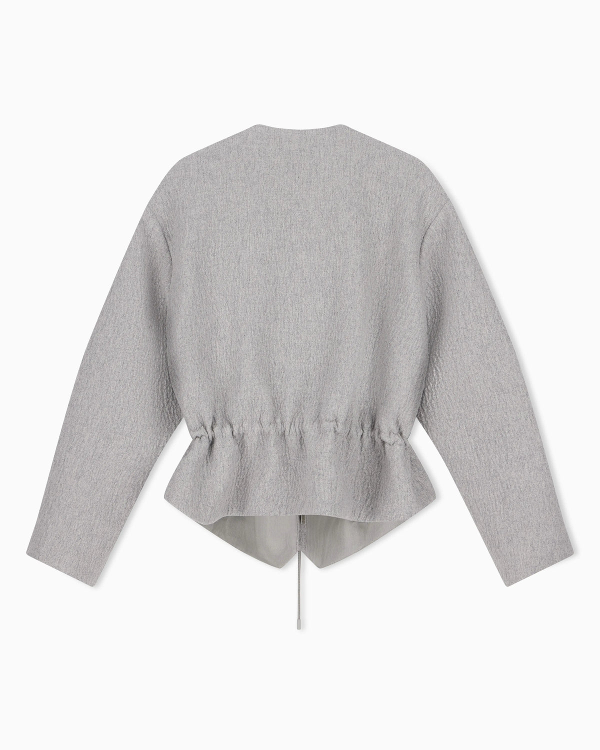 Wool seersucker blouson with a drawstring hood and pockets