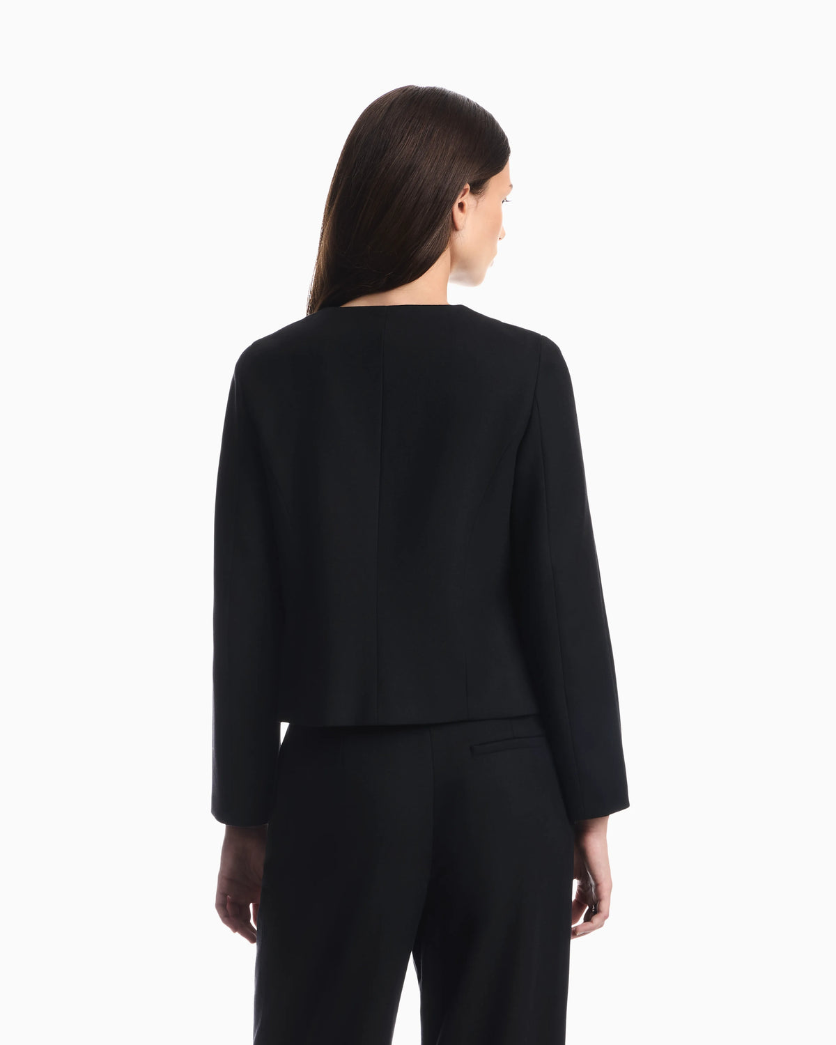 Blazer in wool blend with metallic studs and rounded collar