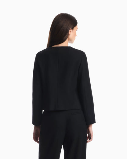 Blazer in wool blend with metallic studs and rounded collar