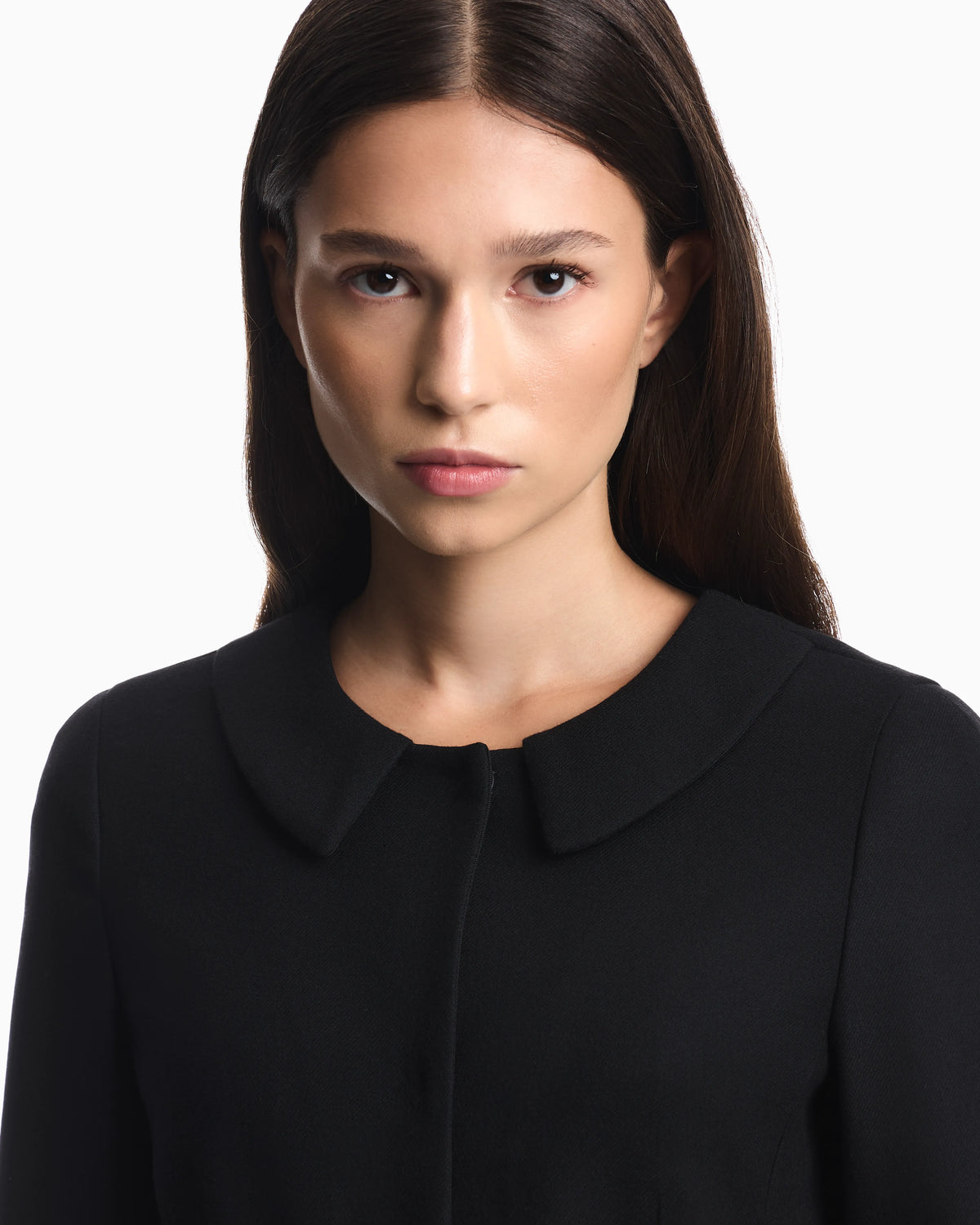 Blazer in wool blend with metallic studs and rounded collar