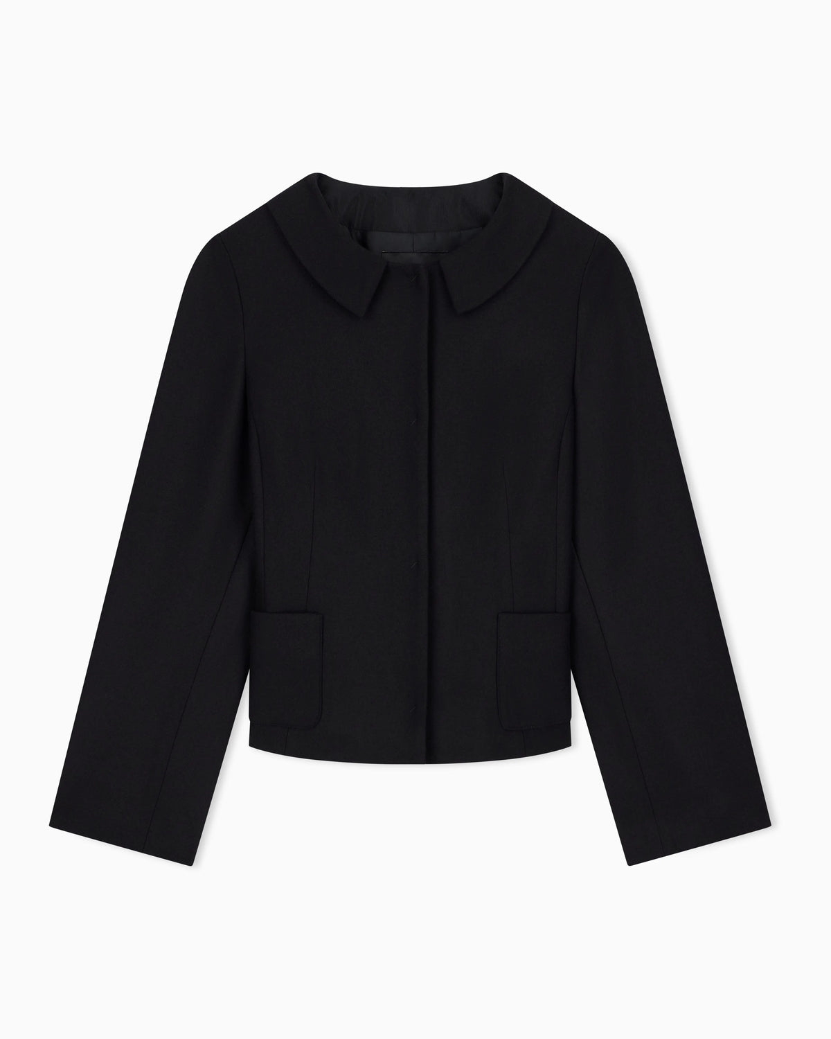 Blazer in wool blend with metallic studs and rounded collar