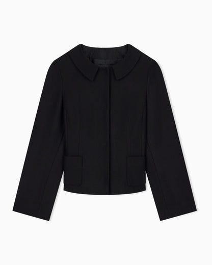 Blazer in wool blend with metallic studs and rounded collar