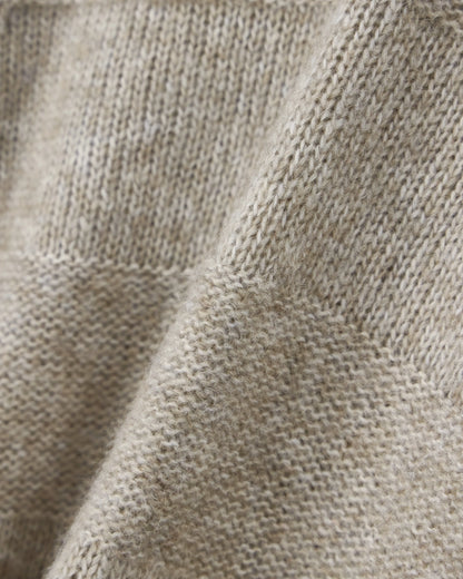 High-neck plain and reverse knit sweater in alpaca and wool