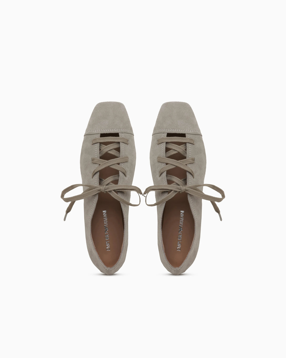Lace-up ballet flats in suede with leather lining