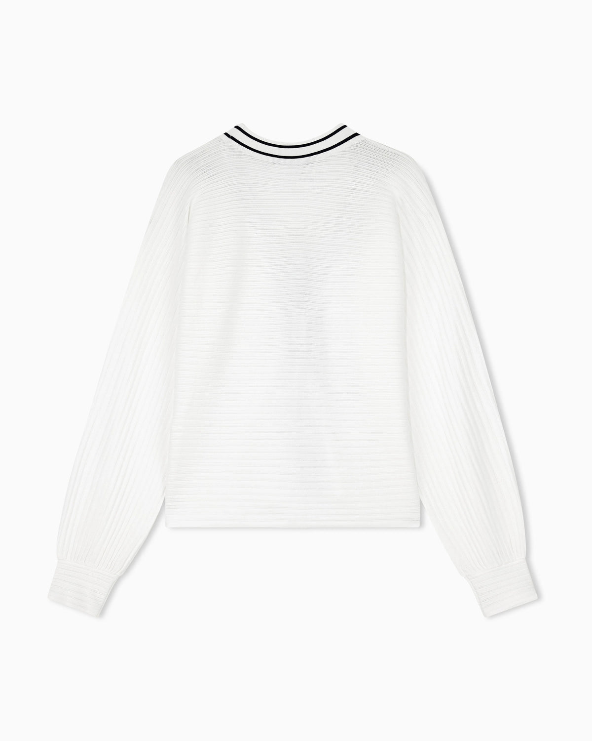 Cardigan in viscose with ribbed texture and striped V-neck