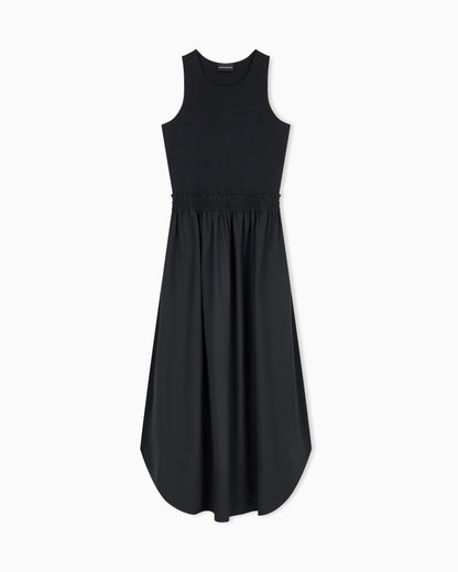 Sleeveless maxi dress in viscose with elasticized waist