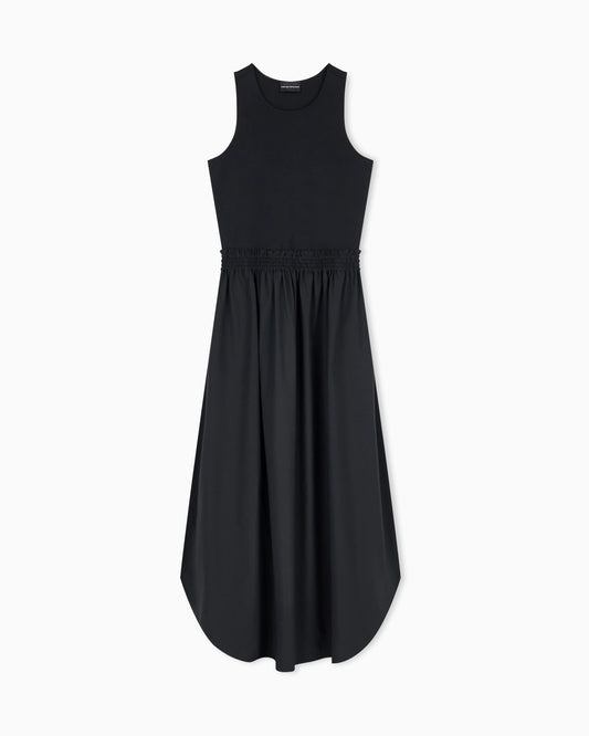 Sleeveless maxi dress in viscose with elasticized waist