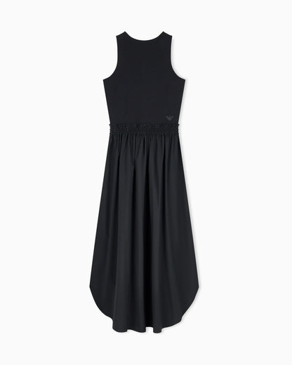 Sleeveless maxi dress in viscose with elasticized waist