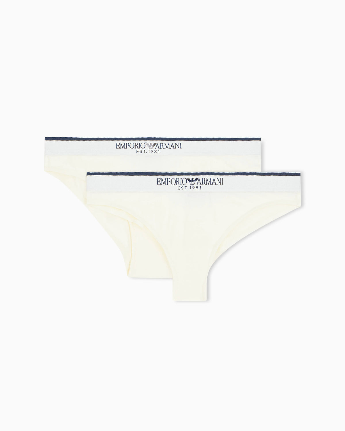Two-pack cotton Brazilian briefs with wide elastic band