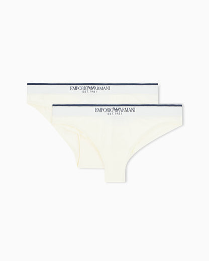 Two-pack cotton Brazilian briefs with wide elastic band