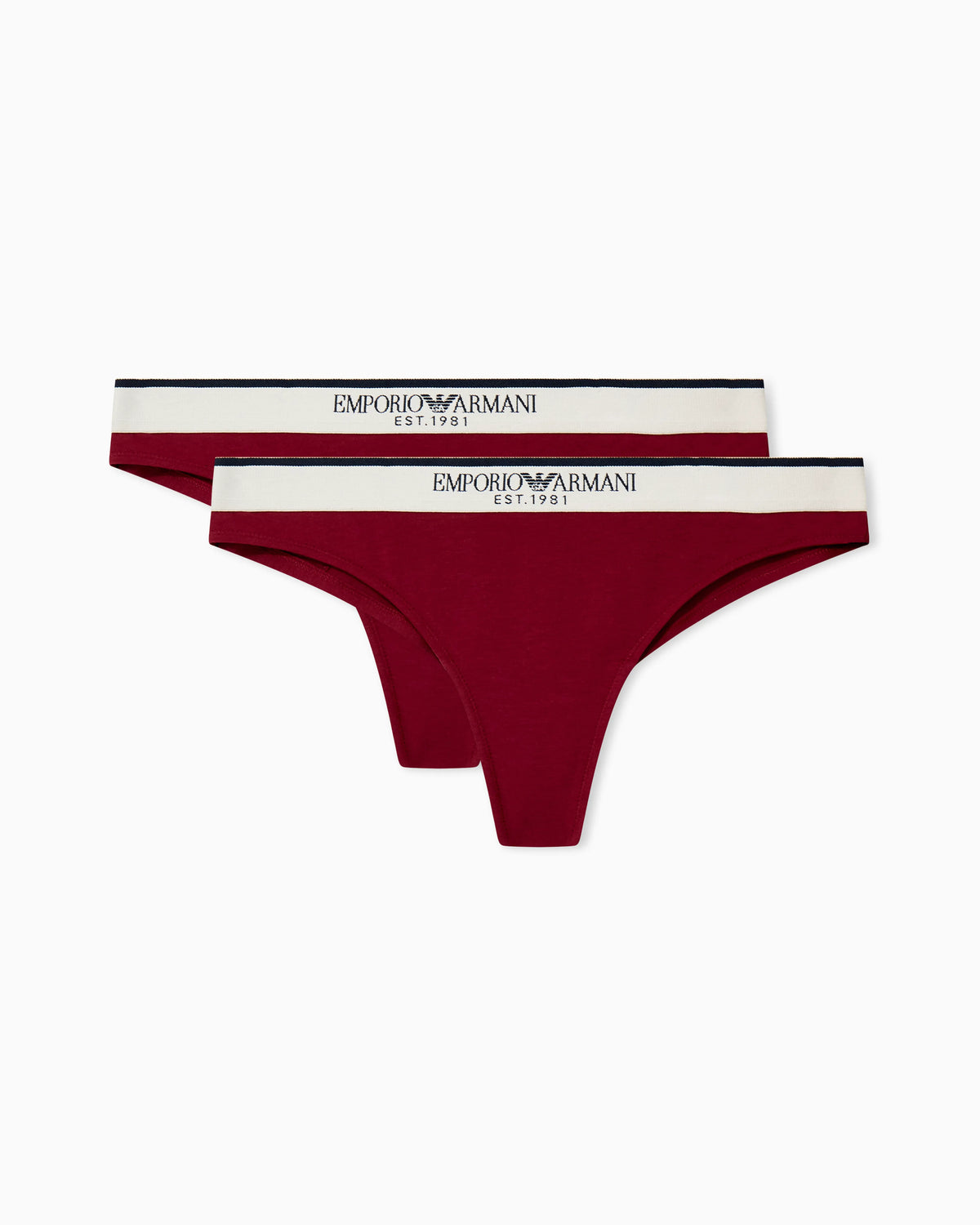 Two-pack cotton Brazilian briefs with wide elastic band