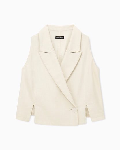 Waistcoat in cotton and viscose Lurex drill with lapels
