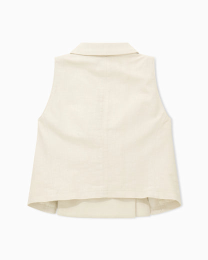Waistcoat in cotton and viscose Lurex drill with lapels