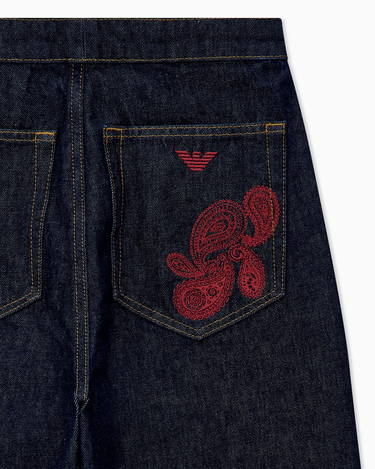 Denim jeans with Boteh Capsule embroidery