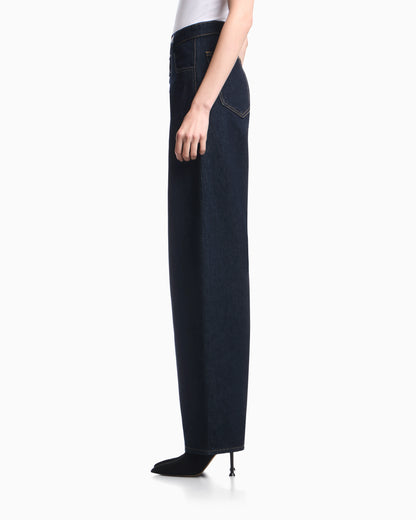 Denim jeans with Boteh Capsule embroidery