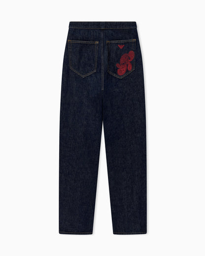 Denim jeans with Boteh Capsule embroidery