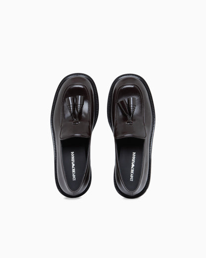 Shiny leather loafers with tassels Signature Capsule
