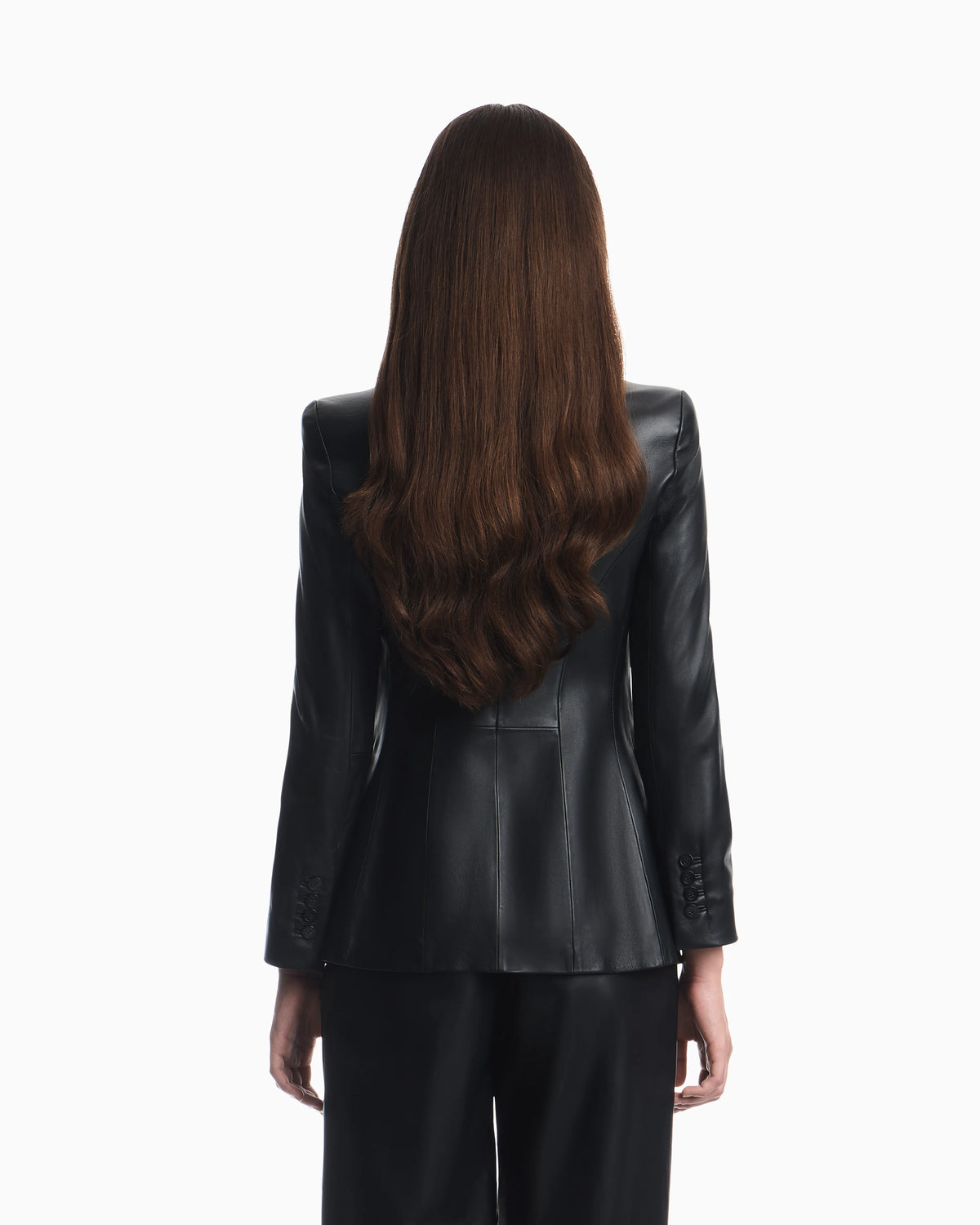 Slim-fit double-breasted blazer in semi-glossy leather