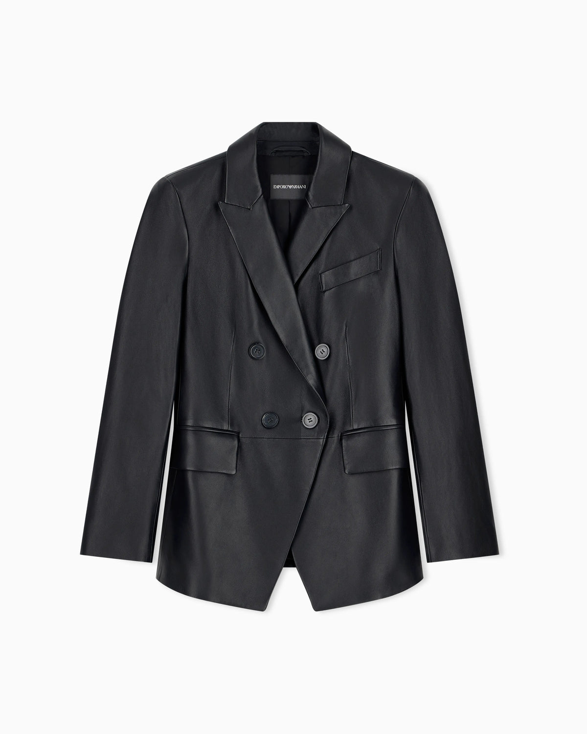 Slim-fit double-breasted blazer in semi-glossy leather