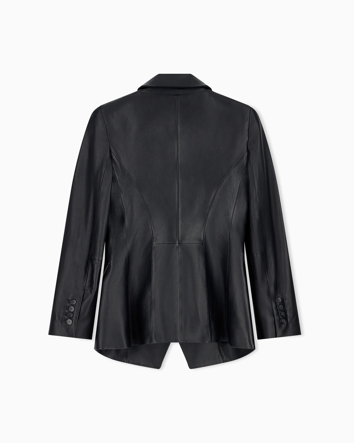 Slim-fit double-breasted blazer in semi-glossy leather